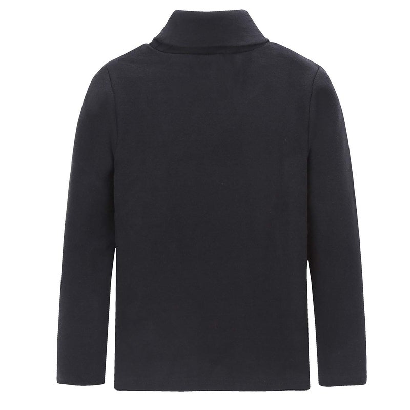 CUNYI Boys Girls Turtleneck Long Sleeve Soft Cotton T-Shirts Solid Color Warm Tops, SA12578, Black, 110 - Image 2